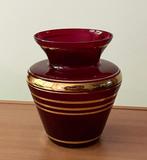 Mooie rood met gouden banden vintage Art Deco glazen vaas, Antiek en Kunst, Antiek | Glas en Kristal, Verzenden