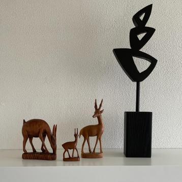 Vintage/jaren 60 - hertjes / gazelle / antilope van teakhout beschikbaar voor biedingen