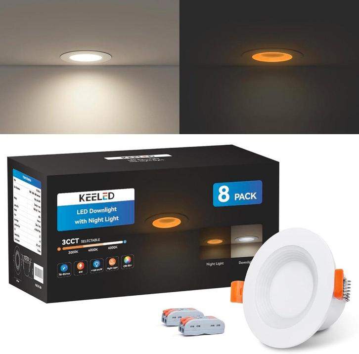 LED Inbouwspots 8x – Nieuw  Nachtlichtfunctie, Huis en Inrichting, Lampen | Spots, Nieuw, Metaal of Aluminium, Led, Inbouw, Ophalen of Verzenden