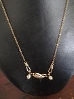 Antieke ketting double gemerkt met 2 oude pareltjes, Verzenden, Zo goed als nieuw, Goud, Overige materialen