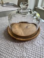 Oude glazen stolp met hout plateau, Huis en Inrichting, Woonaccessoires | Stolpen, Ophalen of Verzenden, Gebruikt