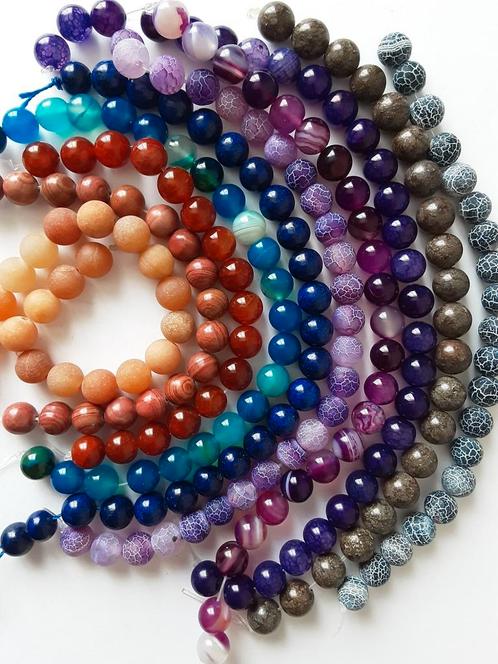 OPRUIMING Nieuwe restant strengen NATUURSTEEN kralen (10), Hobby en Vrije tijd, Kralen en Sieraden maken, Nieuw, Kraal, Ophalen of Verzenden