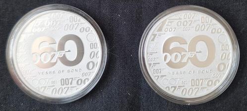 2x 1 oz James Bond 60 Years Zilver Munten 2022, Postzegels en Munten, Edelmetalen en Baren, Zilver, Ophalen of Verzenden
