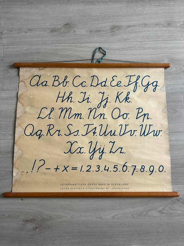 Vintage Schoolplaat Letterkaart, Antiek en Kunst, Antiek | Schoolplaten, Overige thema's, Ophalen