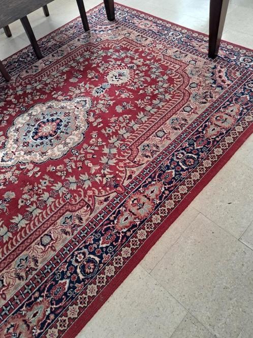 Wollen kleed in rood/blauw tinten 239 x 196 cm, Huis en Inrichting, Stoffering | Tapijten en Kleden, Gebruikt, 150 tot 200 cm