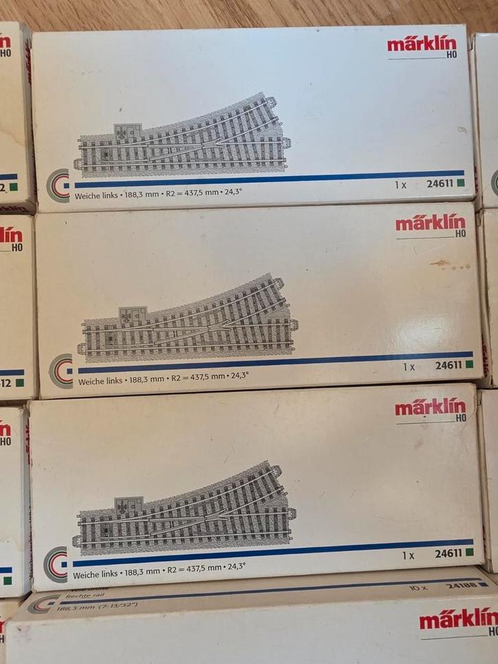 Märklin 24611 6x Wissel Links C-Rail Partij, Hobby en Vrije tijd, Modeltreinen | H0, Gebruikt, Rails, Wisselstroom, Märklin, Ophalen of Verzenden