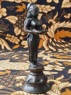 Prachtig zwaar antiek brons tempelbeeldje uit India 20,4 cm., Ophalen of Verzenden