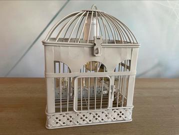 Een schattige gerestylde vintage vogelkooi lamp beschikbaar voor biedingen