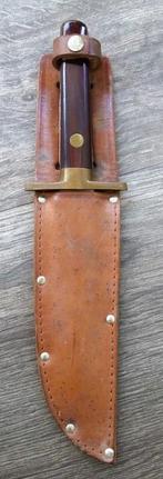 Om 1950 Bowie Knife Dolk Mes Originele Leren Schede Gemerkt, Verzamelen, Mes of Dolk, NVT., Ophalen of Verzenden, Duitsland