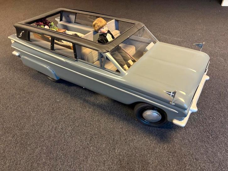 Vintage Speelgoed Begrafenisauto Trapauto met Poppen, Antiek en Kunst, Antiek | Speelgoed, Ophalen of Verzenden