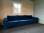 4-zits bank - Velours blauw, Huis en Inrichting, Banken | Bankstellen, Ophalen, Overige materialen, 250 tot 300 cm, Gebruikt