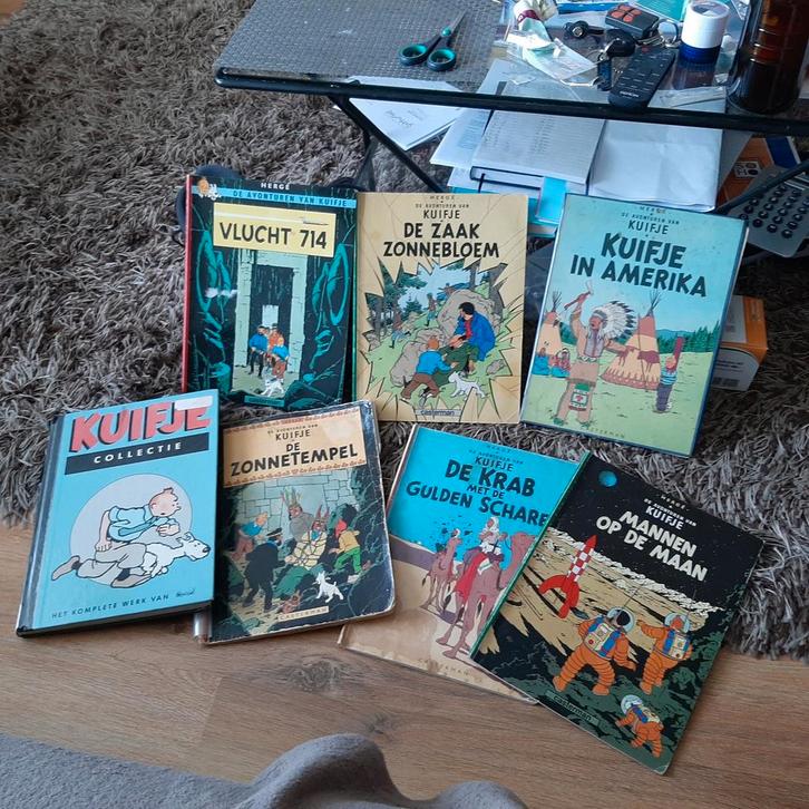 Oude Kuifje stripboeken, 7 stuks, Boeken, Stripboeken, Gelezen, Meerdere stripboeken, Ophalen of Verzenden