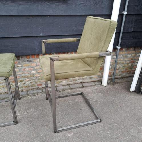 Bar stoelen (4x), Huis en Inrichting, Stoelen, Gebruikt, Vier, Metaal, Stof, Overige kleuren, Ophalen