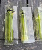 3st lime groene buisjes - vaasjes - reageerbuis met zuignap, Nieuw, Ophalen of Verzenden, Glas, Minder dan 50 cm