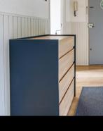 Blauw houten ladekast met 4 lades, Ophalen, Minder dan 50 cm, Gebruikt, 3 of 4 laden