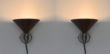 ✅ 2 HERSTAL wandlampen MEMPHIS STYLE retro ca. 1980 beschikbaar voor biedingen