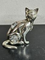 Oud shabby Verzilverd Swarovski Poes beeldje, Ophalen of Verzenden, Gebruikt, Dier
