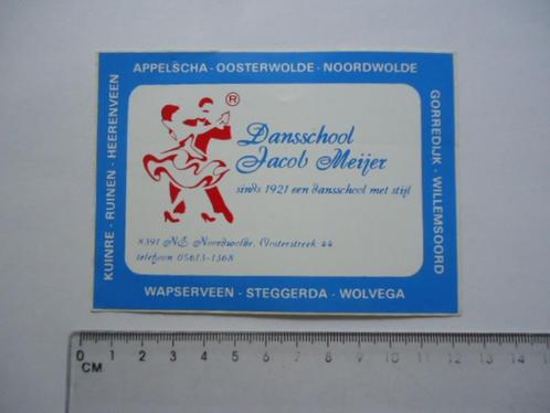 sticker oud Jacob Meijer dansschool Heerenveen appelscha, Verzamelen, Stickers, Zo goed als nieuw, Bedrijf of Vereniging, Verzenden