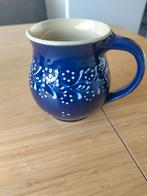 Blauw aardewerk kan met witte decoratie - Bürgel stijl, Overige typen, Ophalen of Verzenden, Zo goed als nieuw, Overige stijlen