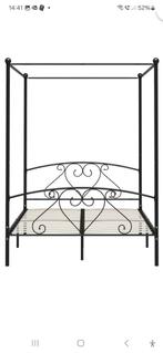 Hemelbed zwart VidaXL, Ophalen, Zwart, 200 cm, Metaal