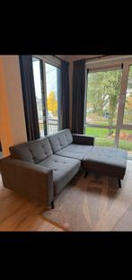 Bank 3-zits grijs incl. Poef, Huis en Inrichting, Banken | Bankstellen, Ophalen, Gebruikt, Rechte bank