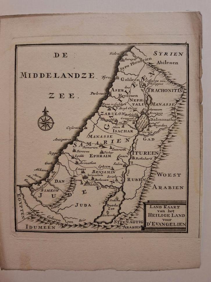 Antieke Kaart van het Heilige Land, Boeken, Atlassen en Landkaarten, Gelezen, Landkaart, Overige gebieden, Voor 1800, Ophalen of Verzenden