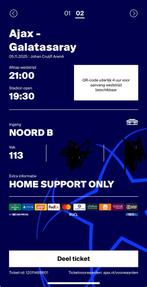 2 kaarten ajax galatasary, Tickets en Kaartjes, Evenementen en Festivals, Twee personen