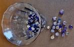 Vaas 30 cm glas transparant lichtblauw met glasparels, Gebruikt, Blauw, Ophalen of Verzenden, Glas