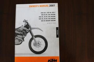 KTM 2007 250 400 450 525 XC racing owner's manual