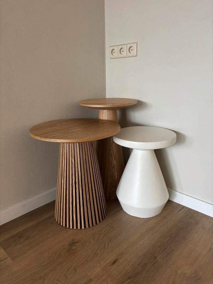 Bijzettafels kwantum, Huis en Inrichting, Tafels | Bijzettafels, Zo goed als nieuw, Rond, 45 tot 60 cm, Minder dan 55 cm, Ophalen