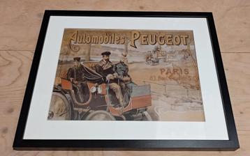 Vintage Peugeot reclamebord in lijst beschikbaar voor biedingen