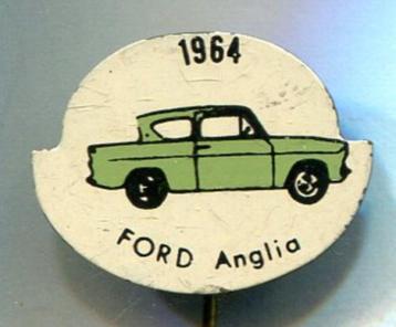 1964 FORD Anglia groen op blik auto speldje ( B_104 ) beschikbaar voor biedingen