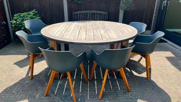 Tuinset van teak tuintafel 180cm Kees Smit en 6 stoelen beschikbaar voor biedingen