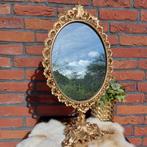 Vintage koperen staande ovale make up spiegel, gerestyled, Ophalen of Verzenden