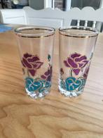 Vintage Limonade Glazen met Bloemmotief, Ophalen of Verzenden
