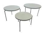 Vintage set van drie ronde bijzettafeltjes jaren 70 design, Ophalen, Vintage