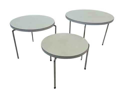 Vintage set van drie ronde bijzettafeltjes jaren 70 design, Huis en Inrichting, Tafels | Bijzettafels, Ophalen