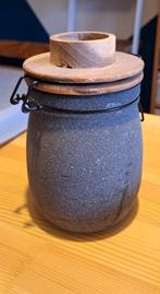 Decoratieve pot met houten deksel, Schaal, Rond, Ophalen of Verzenden, Zo goed als nieuw