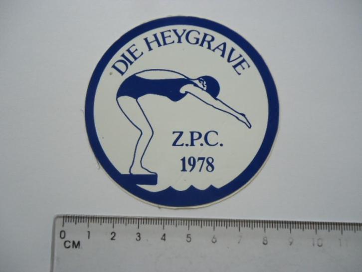 sticker oud 1978 ZPC Die Heygrave zwemmen zwembad zwem club, Verzamelen, Stickers, Zo goed als nieuw, Bedrijf of Vereniging, Verzenden