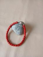Bloedkoralen armbandje met zilv.magneet slot, 21cm, Verzenden, Gebruikt, Oranje, Overige materialen