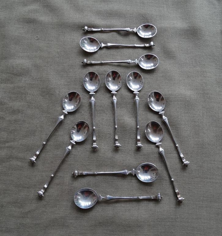 12 zilveren advocaatlepels, mokkalepels, likeurlepeltjes, Antiek en Kunst, Antiek | Goud en Zilver, Zilver, Verzenden