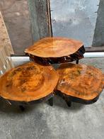 Boomstamtafel salontafel bijzettafel, Ophalen, 50 tot 100 cm, Rond, Zo goed als nieuw