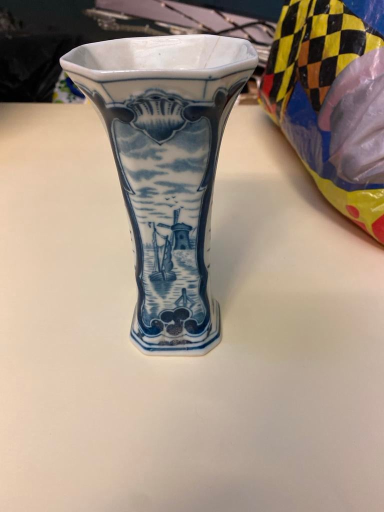 Delfts Blauwe Vaas met Windmolen van kaststel, Antiek en Kunst, Antiek | Vazen, Ophalen