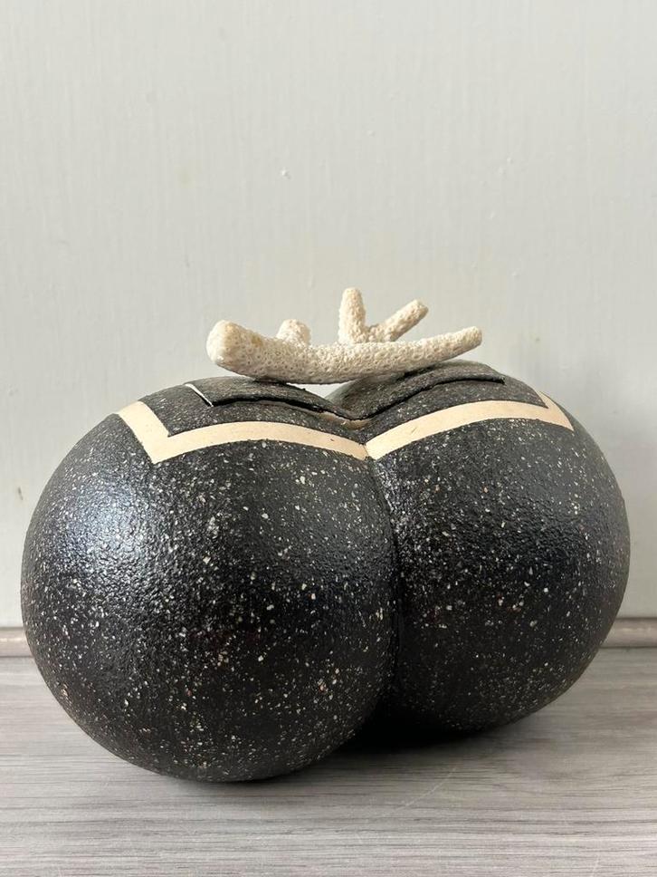 Studio keramiek dekseldoos handgevormd, Antiek en Kunst, Antiek | Keramiek en Aardewerk, Ophalen of Verzenden