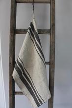 Zwaar linnen theedoek zwarte bies Nr.2 *Pronck & Praal*, Ophalen of Verzenden, Nieuw, Zwart, Theedoek of Handdoek