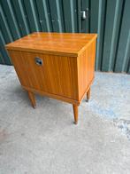 Vintage Fineer Nachtkastje Met Klep 1970s, Ophalen of Verzenden