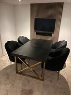 Richmond blackbone gold Tafel met dubbelmandesign stoelen, Huis en Inrichting, Tafels | Eettafels, Verzenden, 50 tot 100 cm, Zo goed als nieuw