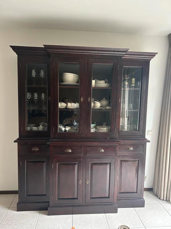 buffetkast met glazen deuren, Huis en Inrichting, Kasten | Buffetkasten, Zo goed als nieuw, 200 cm of meer, 150 tot 200 cm, 25 tot 50 cm