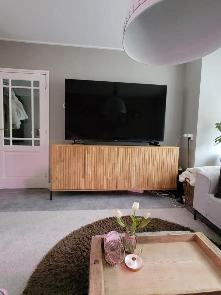 WOOOD Gravure Dressoir Naturel Eiken 200 cm, Huis en Inrichting, Kasten | Televisiemeubels, Nieuw, Minder dan 100 cm, 150 tot 200 cm