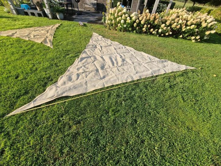 2 Schaduwdoeken creme (gebruikt en nieuw), Tuin en Terras, Schaduwdoeken, Gebruikt, Ophalen of Verzenden